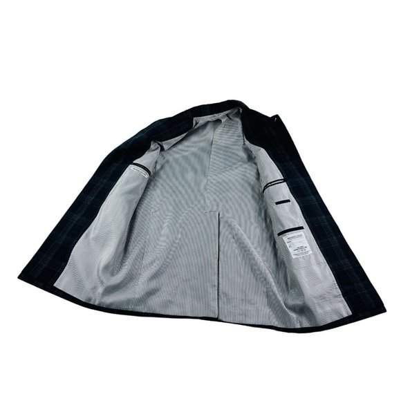 Brooklyn Tailors Blue & Gray Plaid Wool Overcoat Mens Size Size 1 - Picture 4 of 7